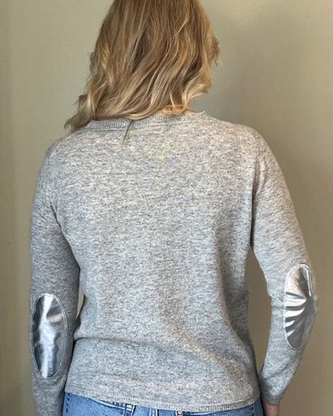 Grey Metallic Elbow Crew