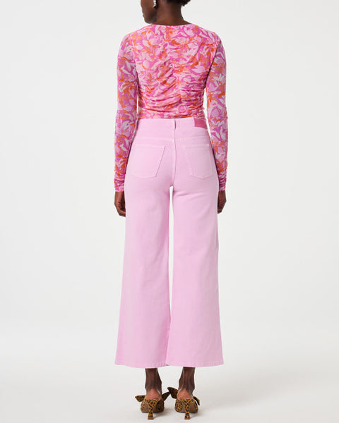 Hayley Wide Leg Cropped Jeans Pink Glow