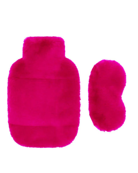 Faux Fur Hot Water Bottle & Eye Mask Set