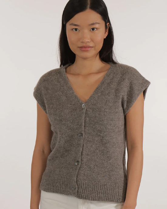 Isabel Sleeveless Cardigan Dark Grey