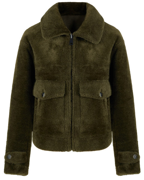 Faux Fur Jacket Khaki