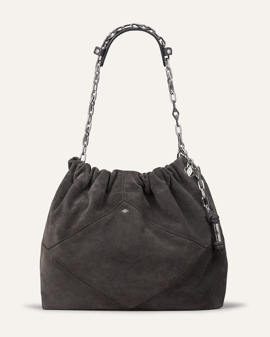 June Suede Tote Bag Dark Grey