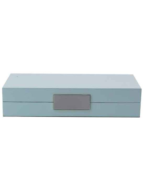 Light Blue Lacquer Box With Silver