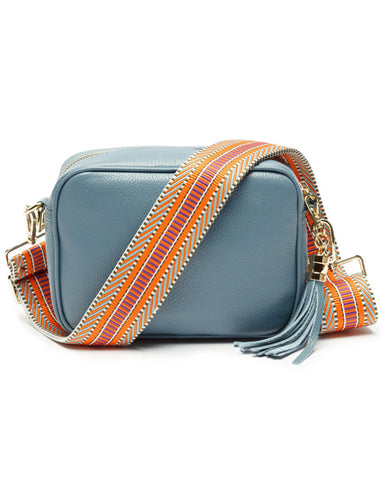 Crossbody Handbag Light Blue w Designer Strap