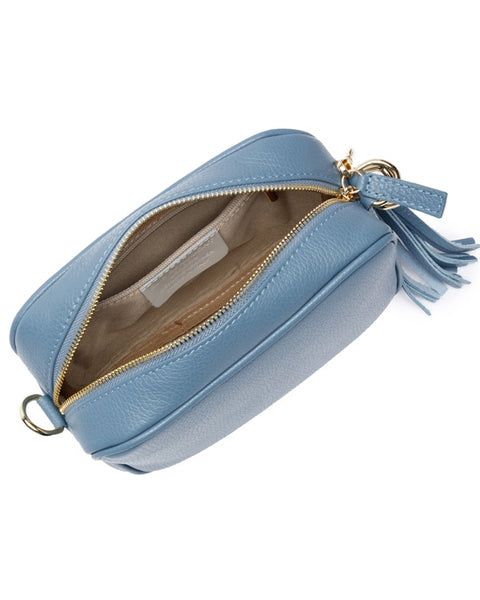 Crossbody Handbag Light Blue w Designer Strap
