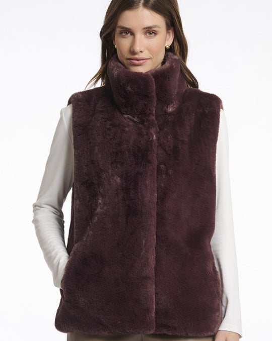 Lison Faux Fur Waistcoat Chocolate Bean
