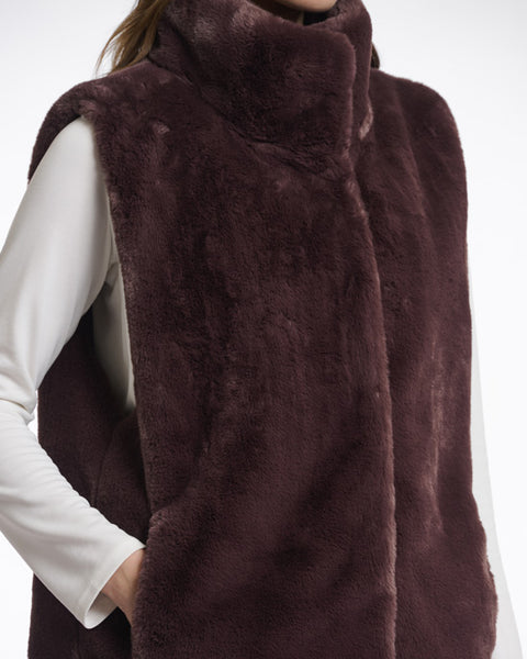 Lison Faux Fur Waistcoat Chocolate Bean