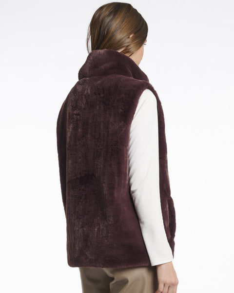 Lison Faux Fur Waistcoat Chocolate Bean