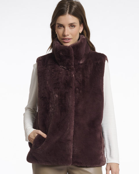 Lison Faux Fur Waistcoat Chocolate Bean