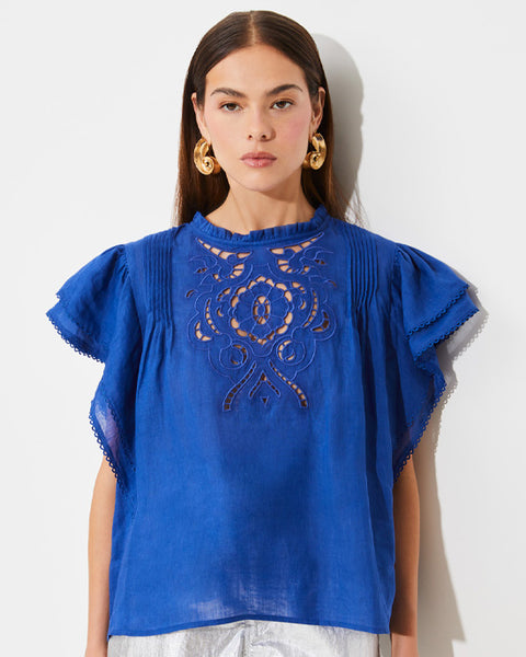 Love Blouse Blue Embroidery