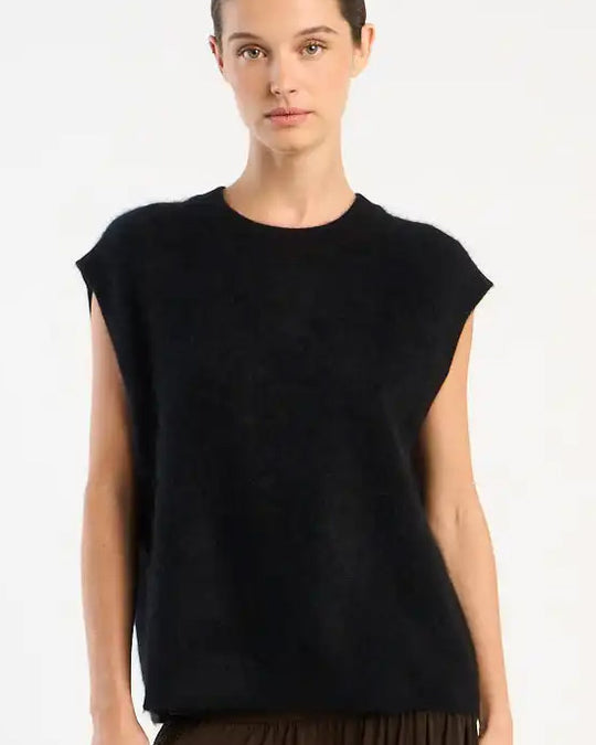 Marta Crew Cashmere Vest Black