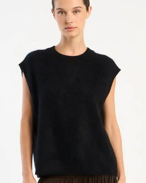 Marta Crew Cashmere Vest Black