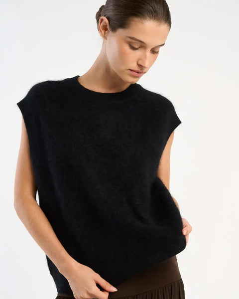 Marta Crew Cashmere Vest Black