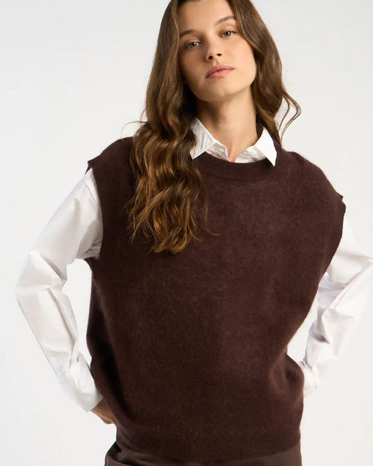 Marta Crew Cashmere Vest Mocha