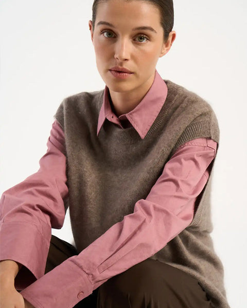 Marta Crew Cashmere Vest Vison