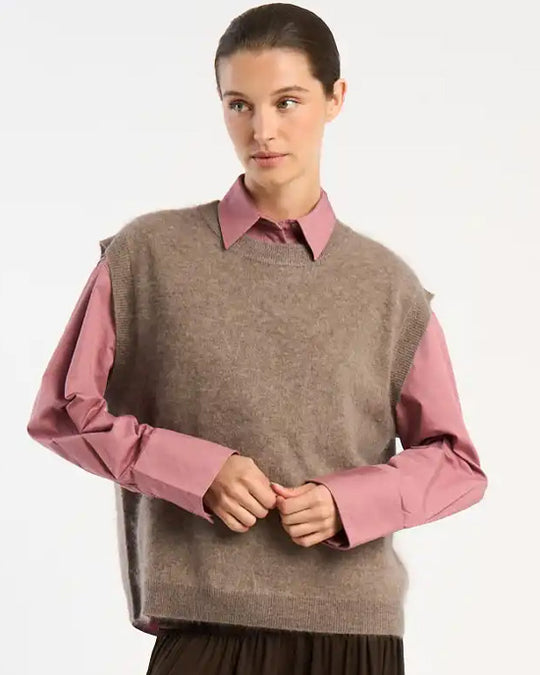 Marta Crew Cashmere Vest Vison
