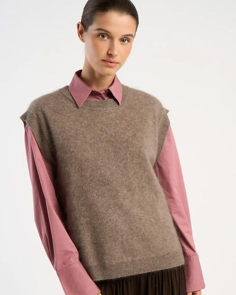 Marta Crew Cashmere Vest Vison