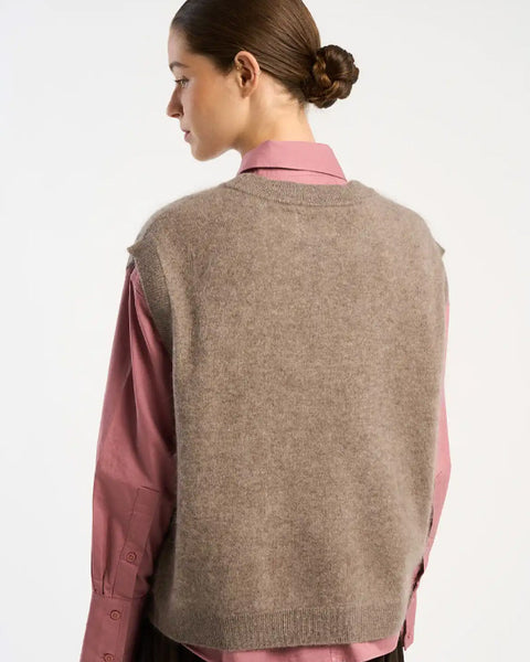 Marta Crew Cashmere Vest Vison