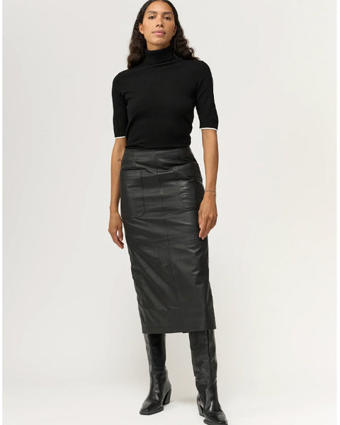 Melanie Leather Pocket Skirt