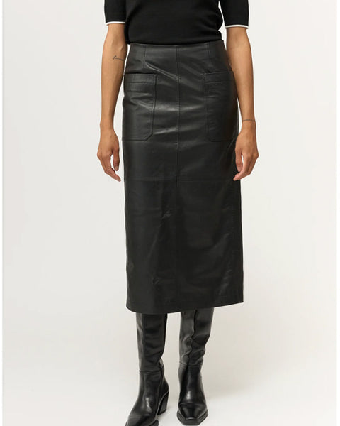 Melanie Leather Pocket Skirt