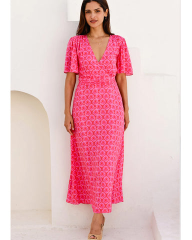 Mimi EcoVero Dress Pink/Red - shopatstocks