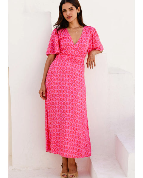 Mimi EcoVero Dress Pink/Red - shopatstocks