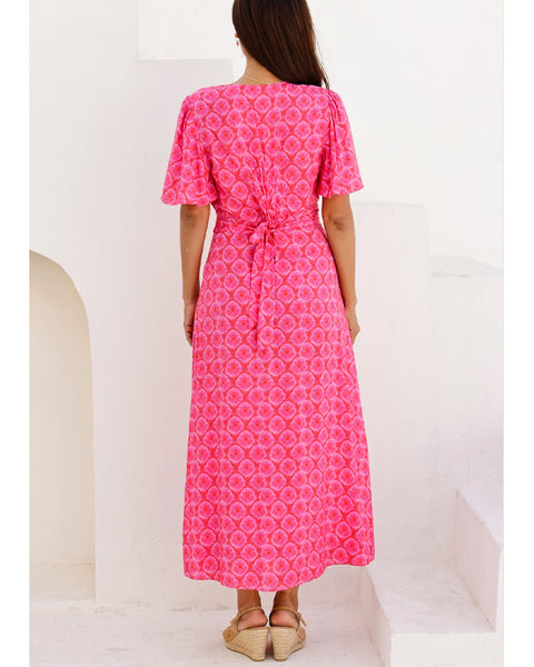 Mimi EcoVero Dress Pink/Red - shopatstocks