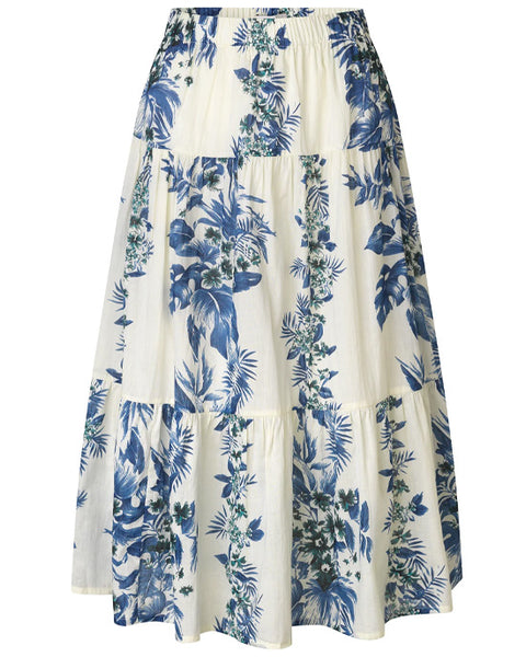 Morning Skirt Blue Flower Print
