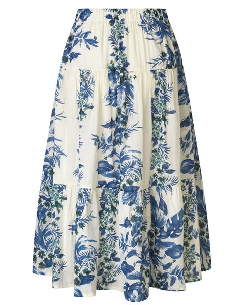 Morning Skirt Blue Flower Print