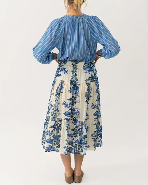 Morning Skirt Blue Flower Print