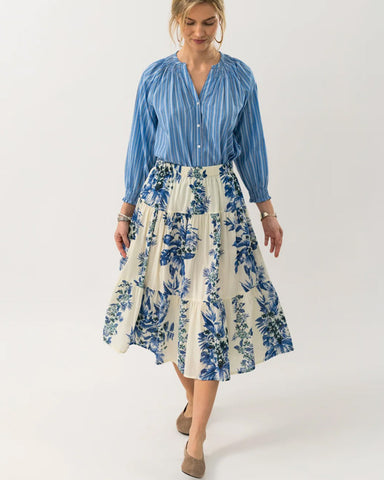 Morning Skirt Blue Flower Print