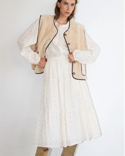 Morning Midi Skirt Creme Multi - shopatstocks