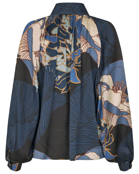 Nita Silk Blouse Alepidia Blue