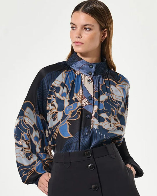 Nita Silk Blouse Alepidia Blue