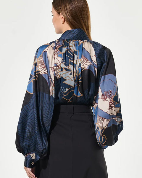 Nita Silk Blouse Alepidia Blue