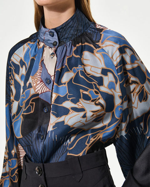 Nita Silk Blouse Alepidia Blue