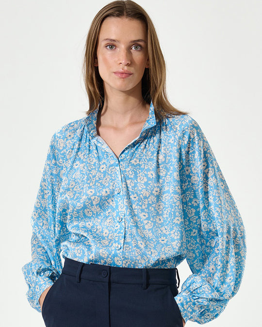 Nita Silk Blouse Crocus Ocean