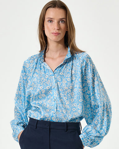 Nita Silk Blouse Crocus Ocean