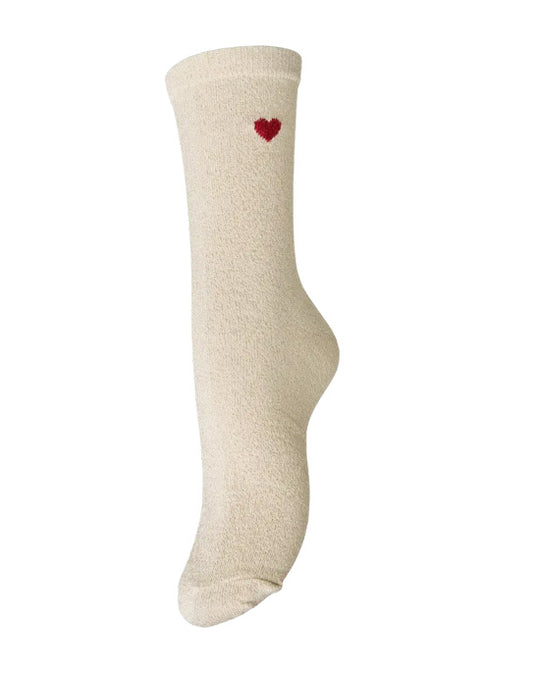 Nolia Lurex Socks Birch Red Heart