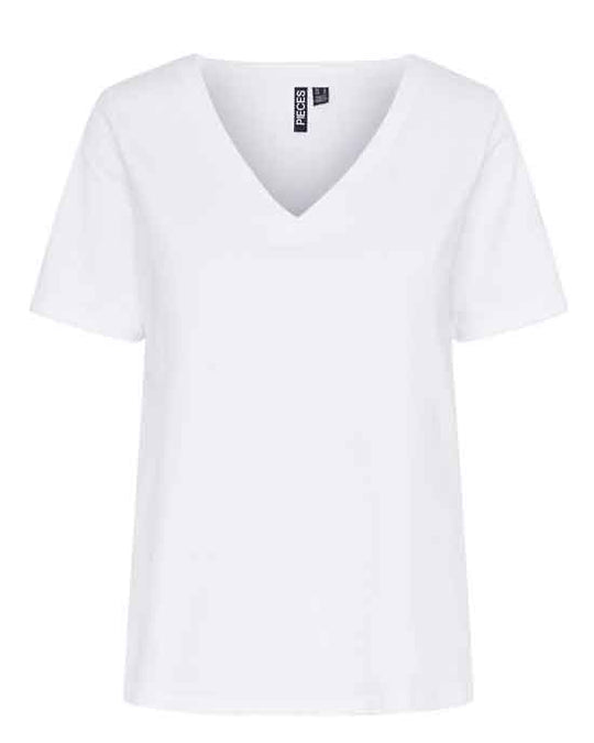 PCRia V-Neck Tee White