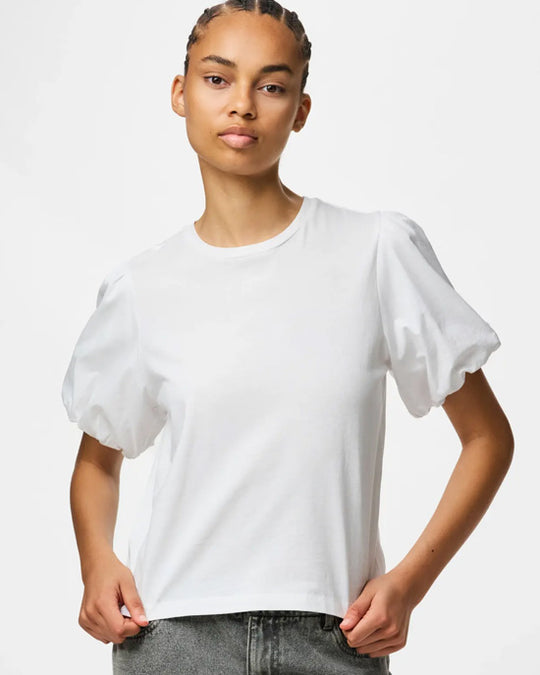 Pernilla Puff Sleeve Tee White