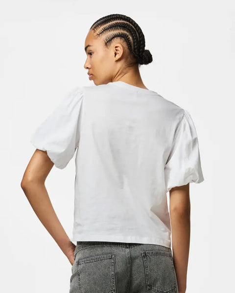 Pernilla Puff Sleeve Tee White - shopatstocks