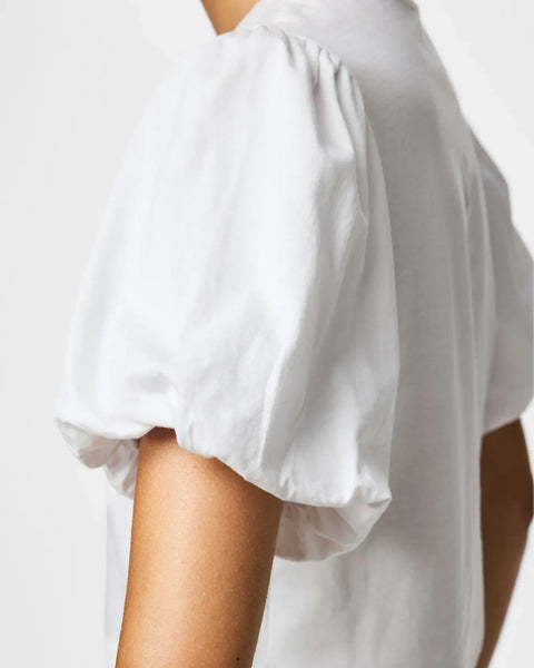 Pernilla Puff Sleeve Tee White - shopatstocks