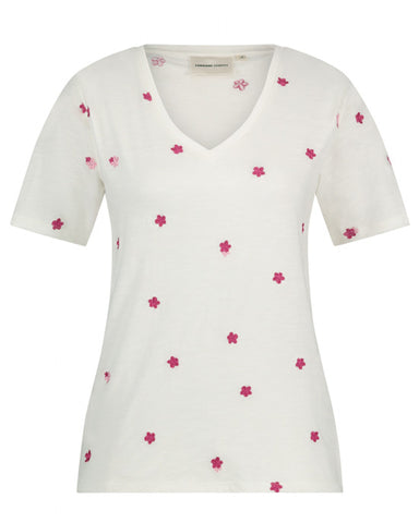 Phil V Neck T-shirt Pink Flower