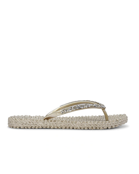 Flip Flops w Rhinestones Platin