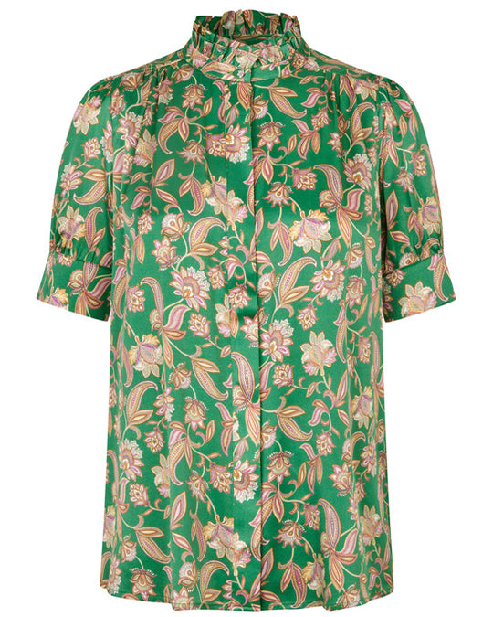Roberta Silk Blouse Paisley Green