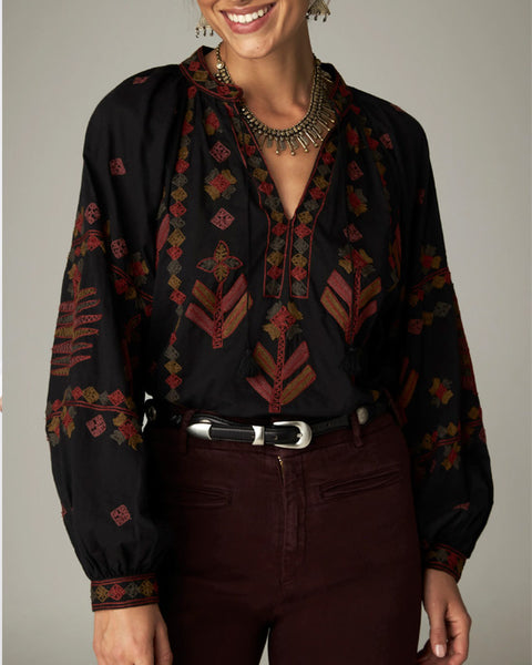 Robin Blouse Arrows Charcoal