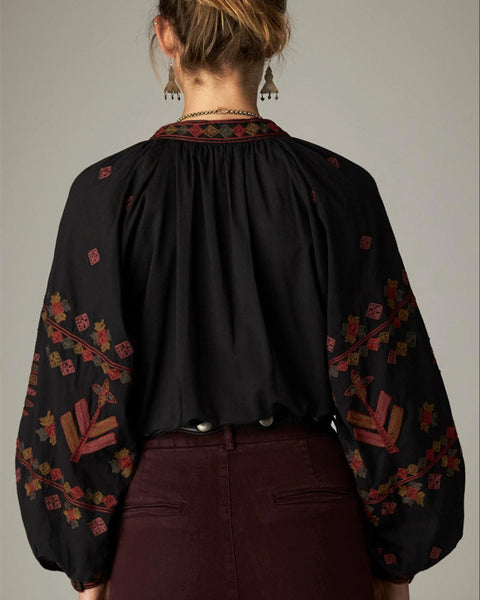 Robin Blouse Arrows Charcoal