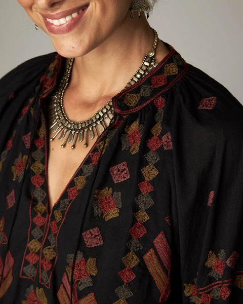 Robin Blouse Arrows Charcoal