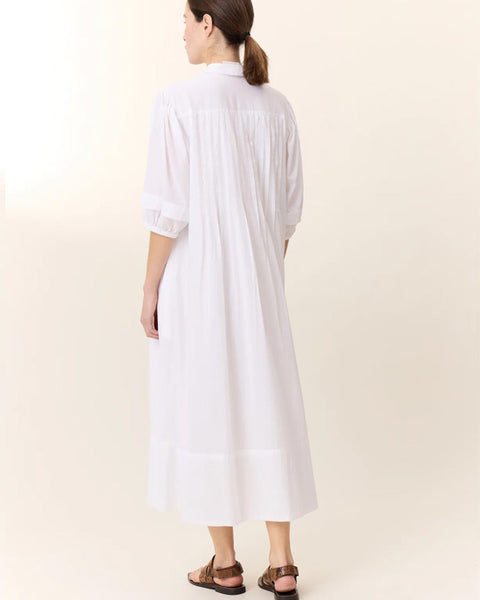 Roca Pleated Maxi Dress White